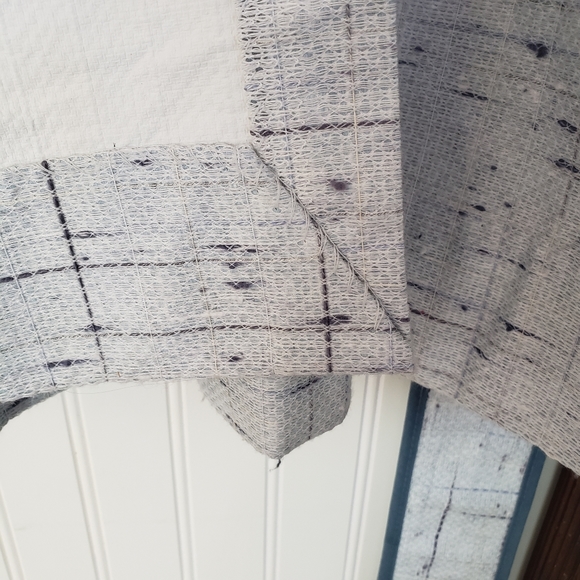 Sears Drapes 48W x 62L Tweed Print Pinch Pleat Curtains Blue VTG 50s 60s NEW - Picture 6 of 16